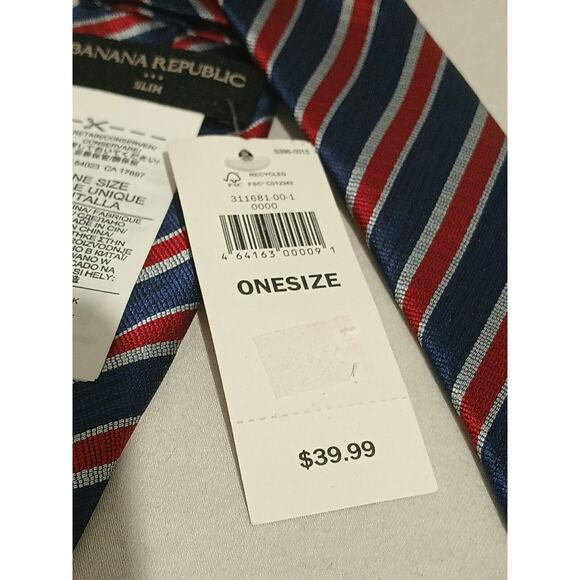 NWT Banana Republic Nautical Blue Wine Gray Diagonal Striped Tie 2 And 1/4 In... - Picture 4 of 9
